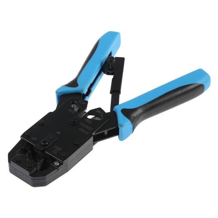 Кримпер ТУНДРА, для обжима клемм RJ-45 8P, RJ-12 6P, RJ-10 4P, вертикальный обжим