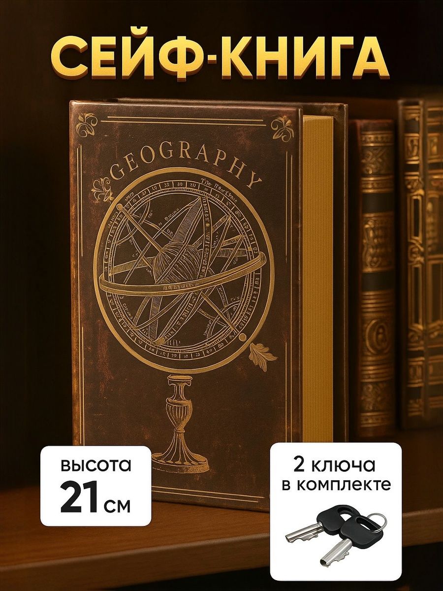 Сейф книга, шкатулка / "Старинный глобус" 21х13х5 / шкатулка для денег