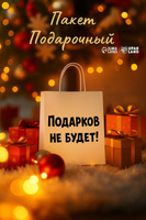 Подарочный пакет, с приколом, крафт, Новогодний, белый, 28 х 24 х 14 см