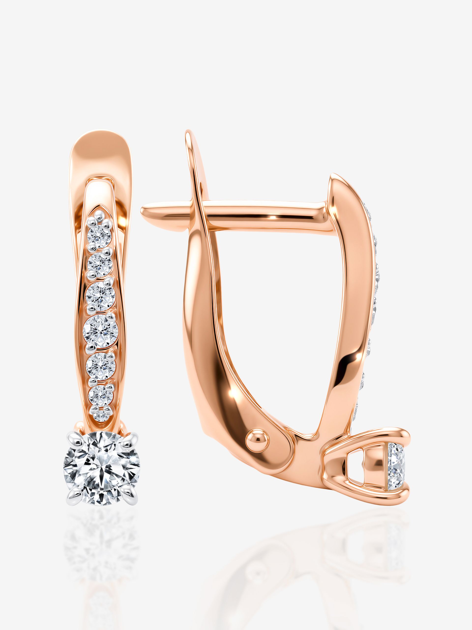 Серьги женские золотые 585 с фианитами