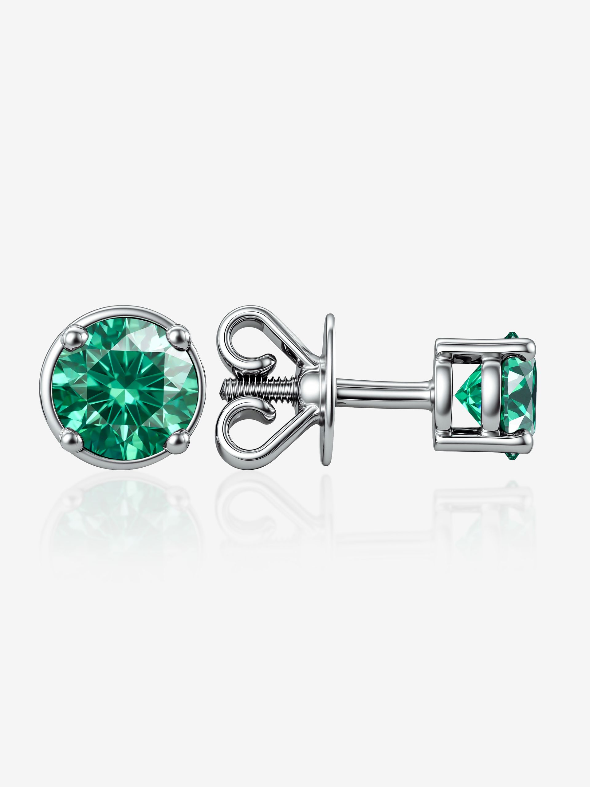 Серьги золотые женские 585 с изумрудом выращенным