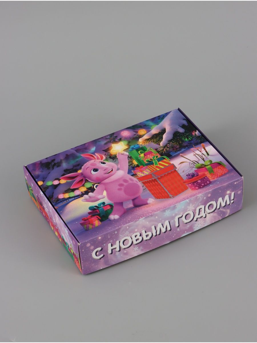 Новогодняя коробка для подарка, "Лунтик", размер 21 х 15,5 см