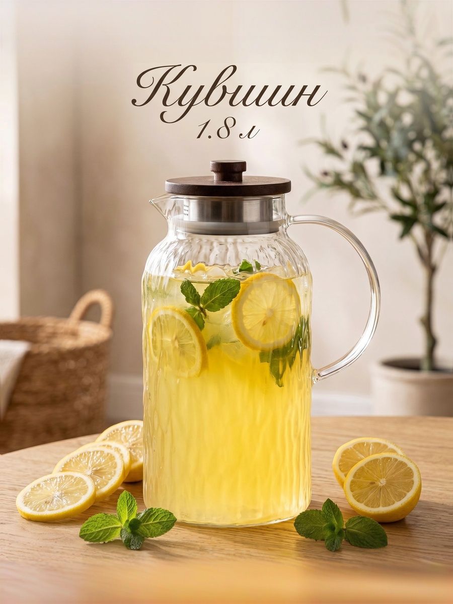 Кувшин для воды Агат , 1.8 л, стекло