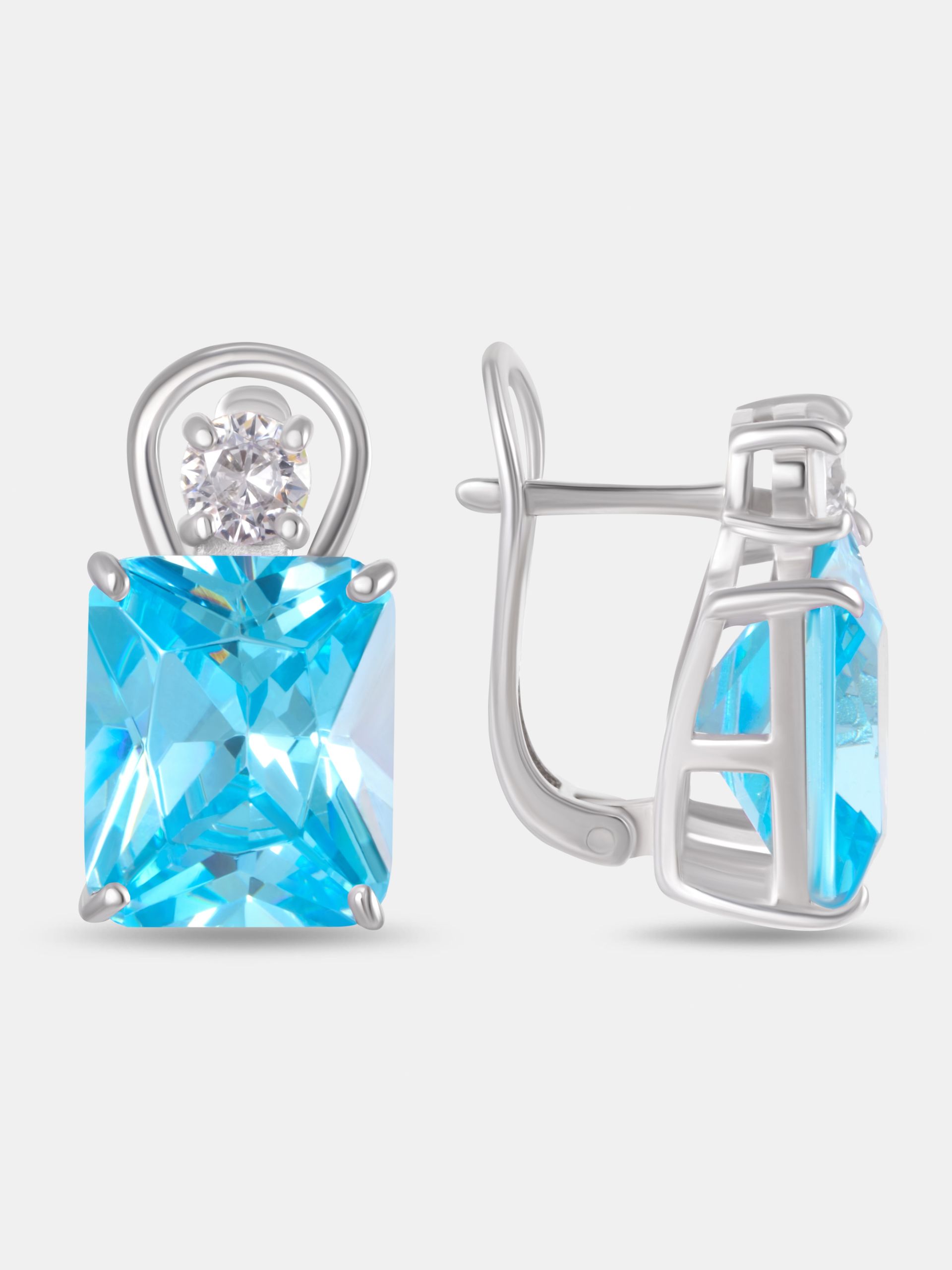 Серьги женские серебро 925 с фианитом аквамарин