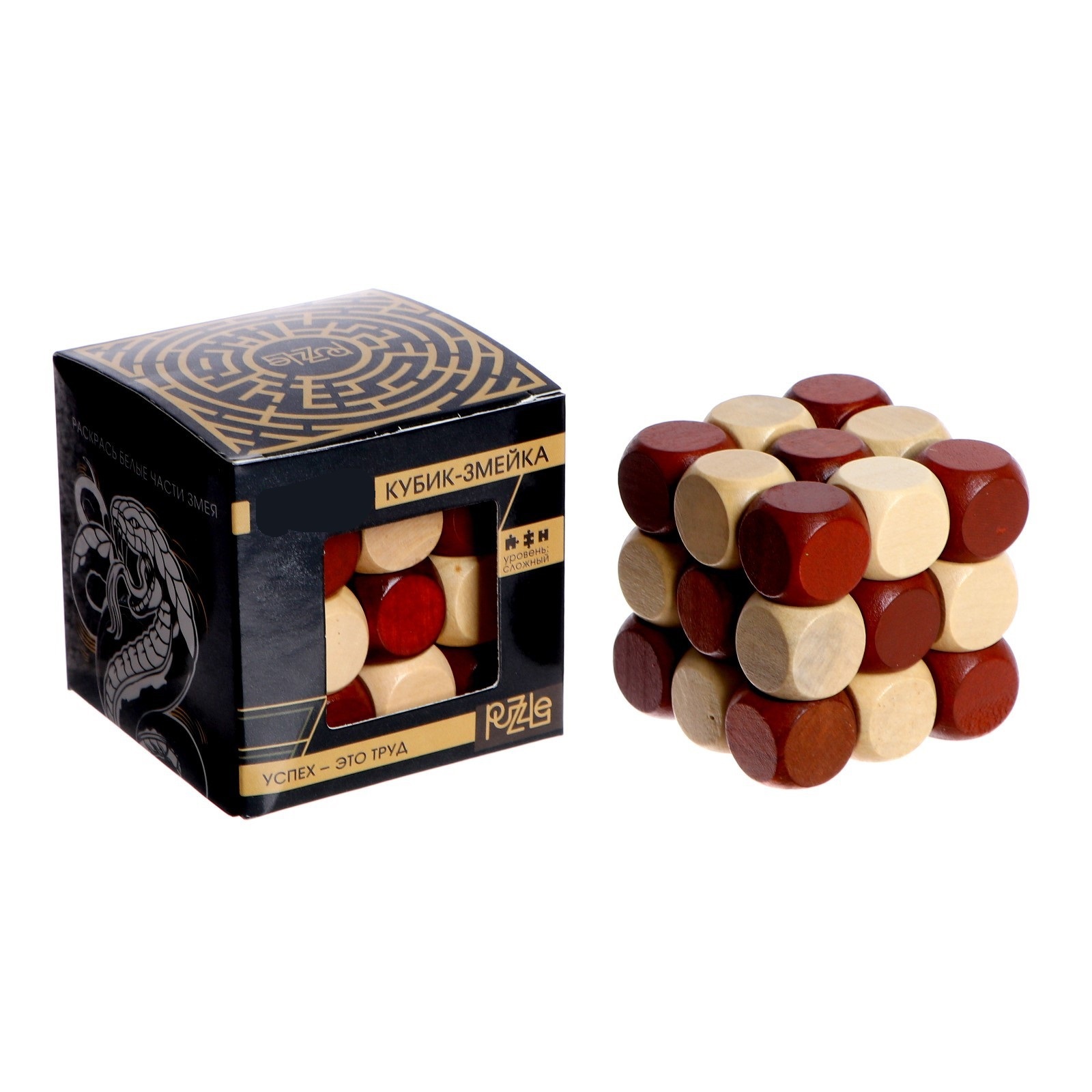 Головоломка, Puzzle, "Кубик-змейка", деревянная, 7+
