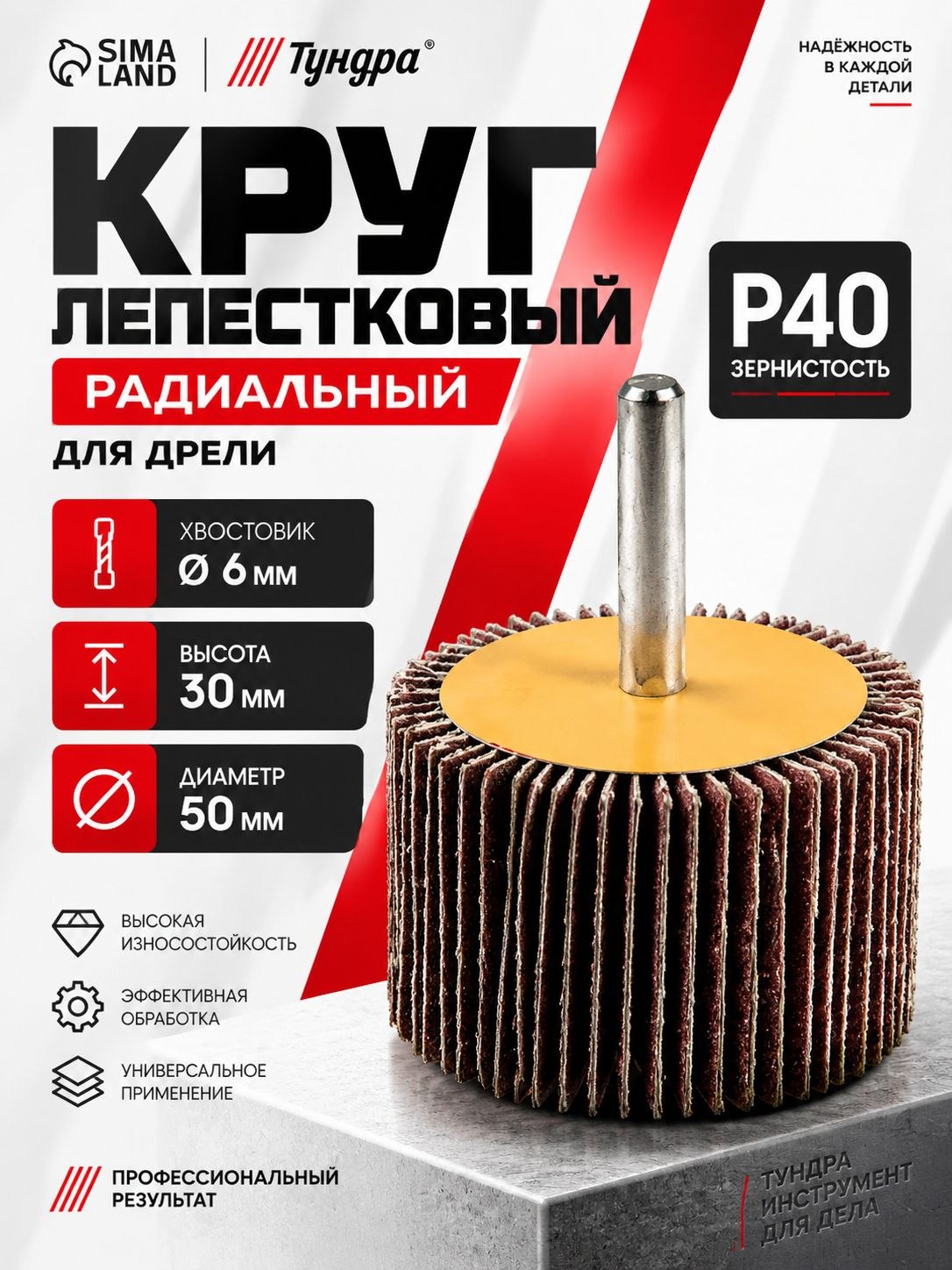 Круг лепестковый радиальный Тундра, 50 х 30 х 6 мм, Р40, На фото — предложение продавца