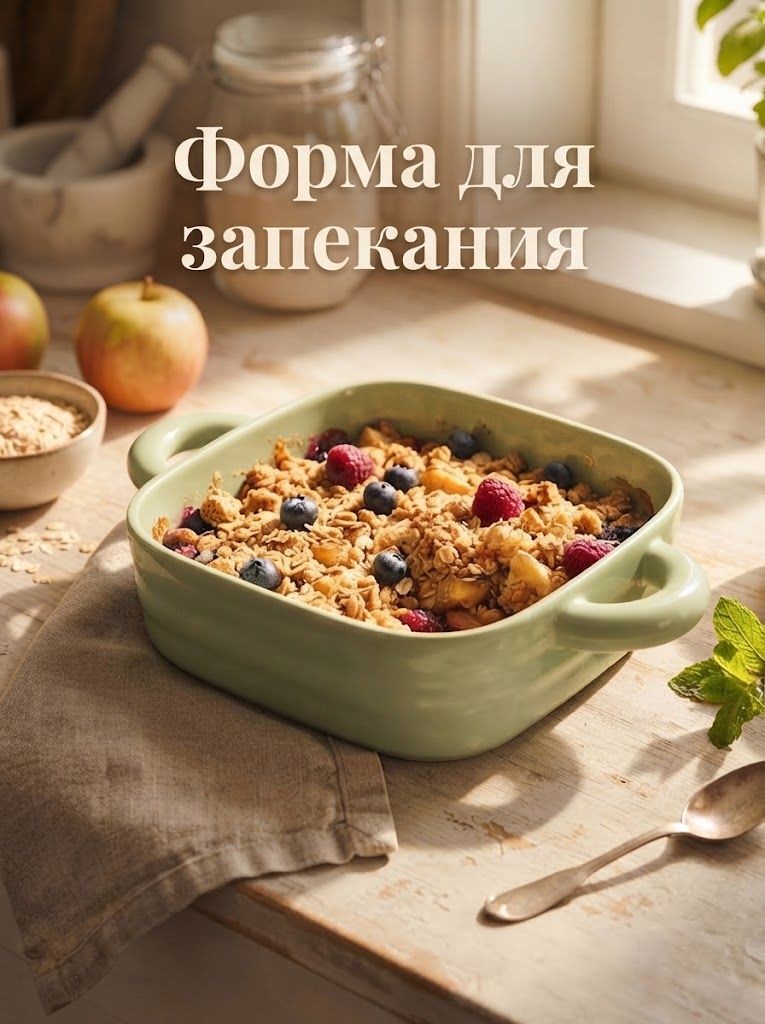 Форма для запекания Доляна "Зефир", объем 900 мл, размер 18х18 см, квадратная, керамика, зелёная