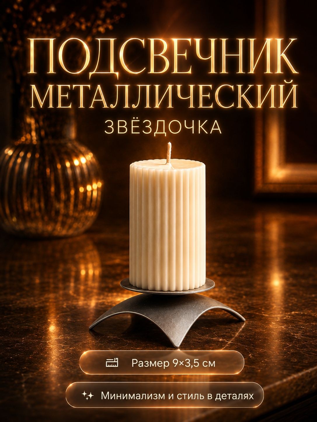 Подсвечник металлический Звёздочка 8 х 7,5 х 3 см, серый, На фото — предложение продавца