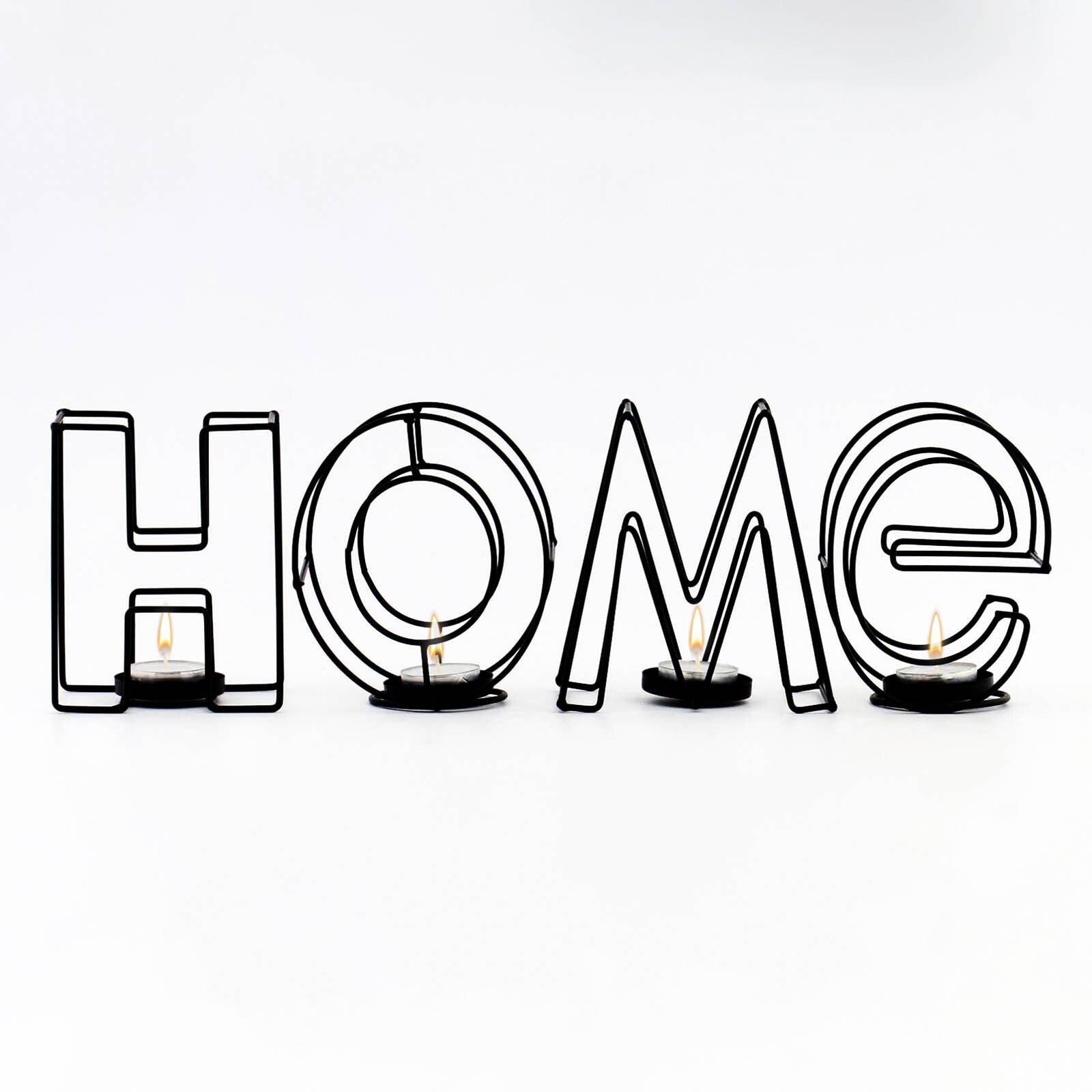 Подсвечник металлический настольный "Home", 13.5 * 42 см, черный 