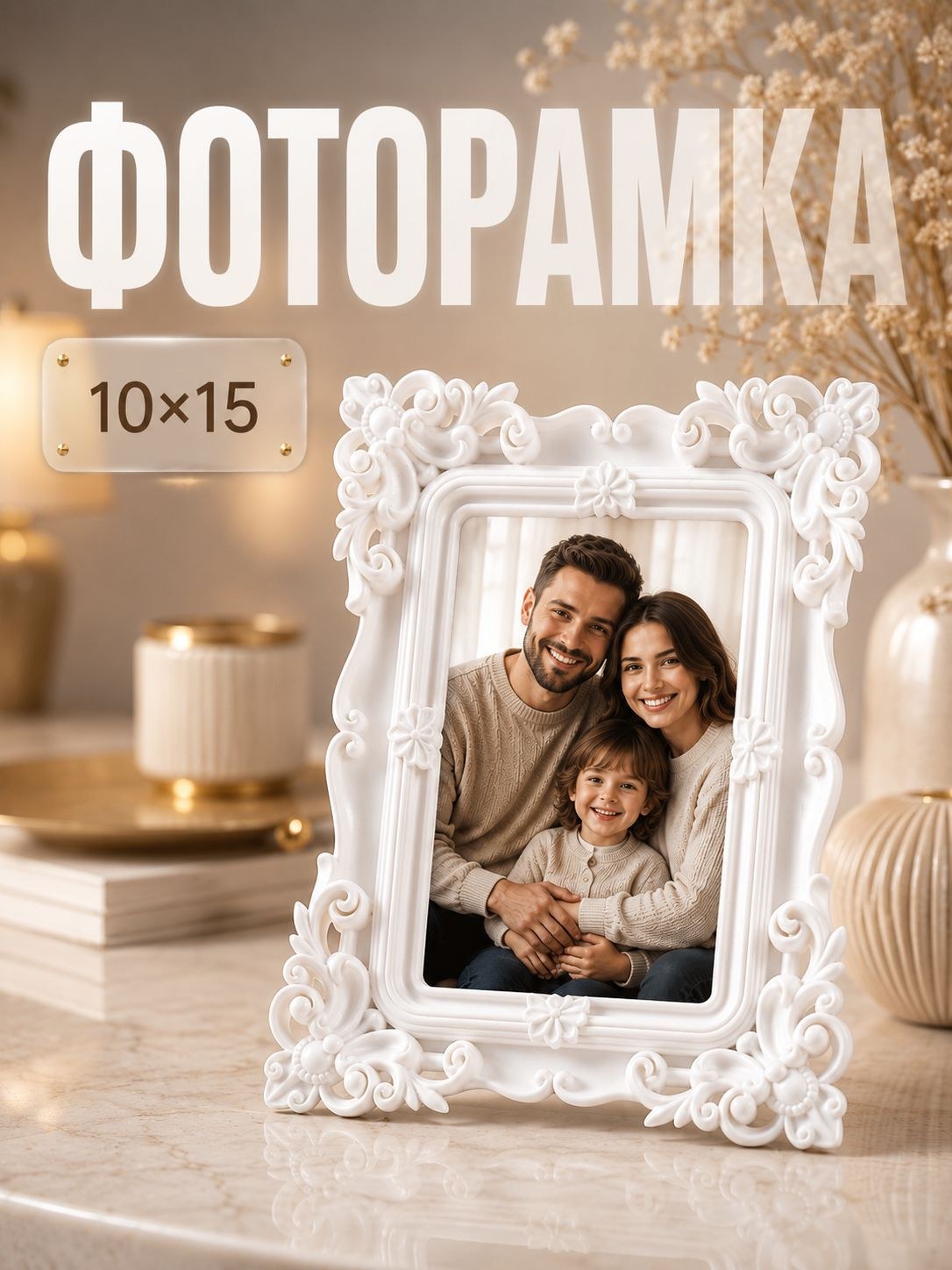 Фоторамка 10*15 см "Эклектика" белая, рамка для фото 10х15, картин, постера, творчества
