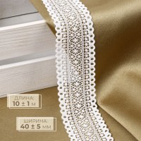 Кружево эластичное, 40 5 мм 10 1 м, цвет белый, На фото — предложение продавца