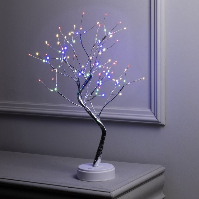 Светодиодный куст "Ива" 45 см, 108 LED, постоянное свечение, батарейки ААх3 (не в комплекте), USB, свечение мульти
