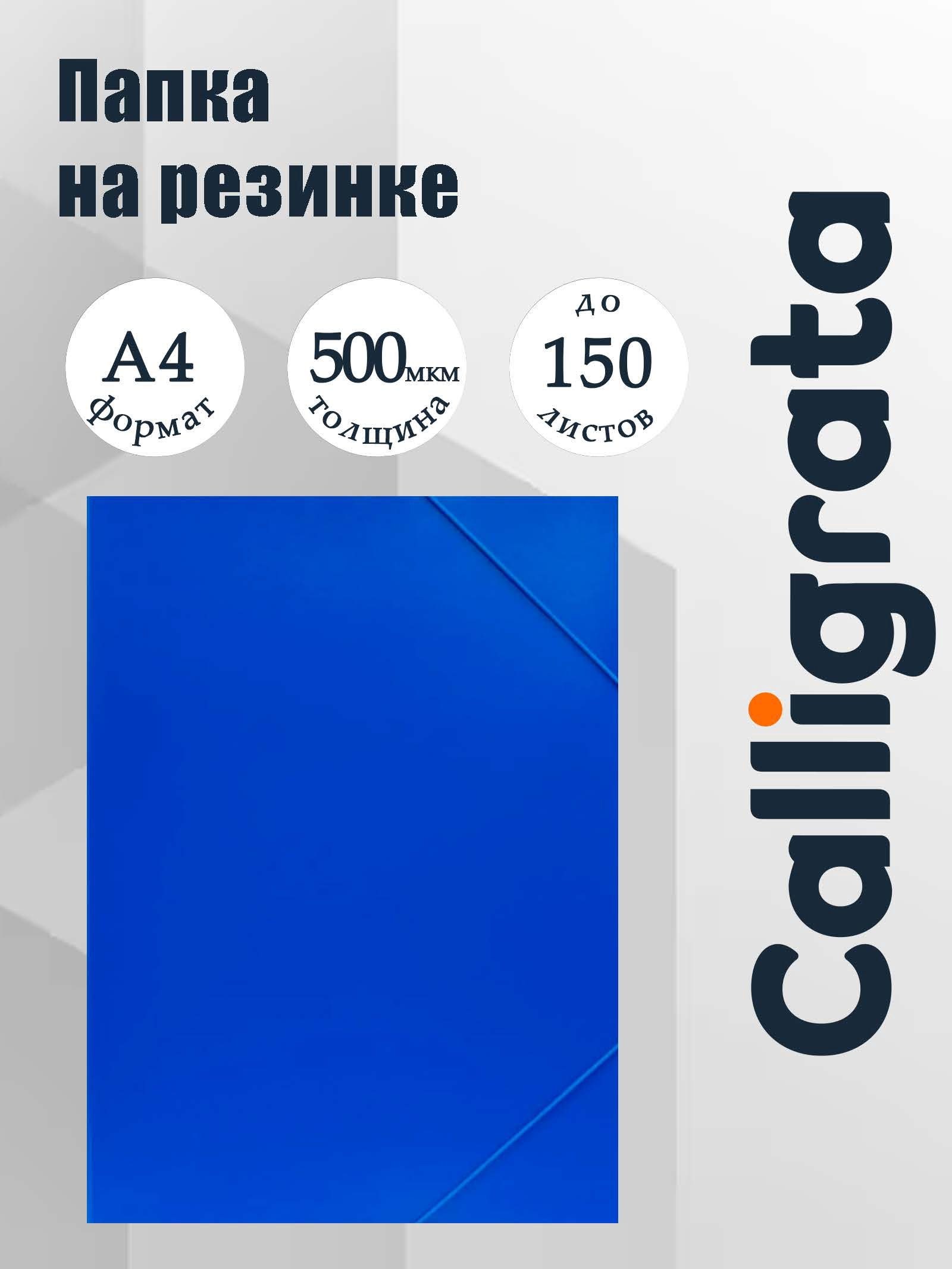 Папка на резинке А4 для бумаг и листов, Calligrata, до 300 листов, синяя, На фото — предложение продавца
