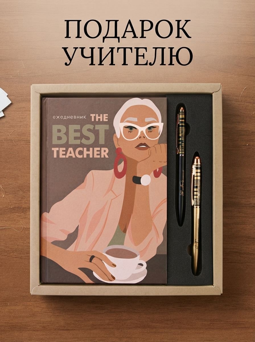 Подарочный набор учителю, ежедневник А5, 80 л, ручки 2 шт, На фото — предложение продавца