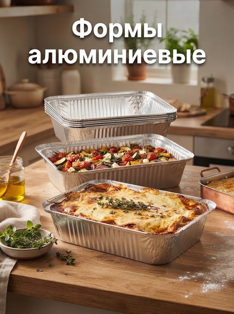 Формы алюминиевые для запекания, объем 1,9 л, набор 10 шт, размер 26,5х19х5 см, На фото — предложение продавца