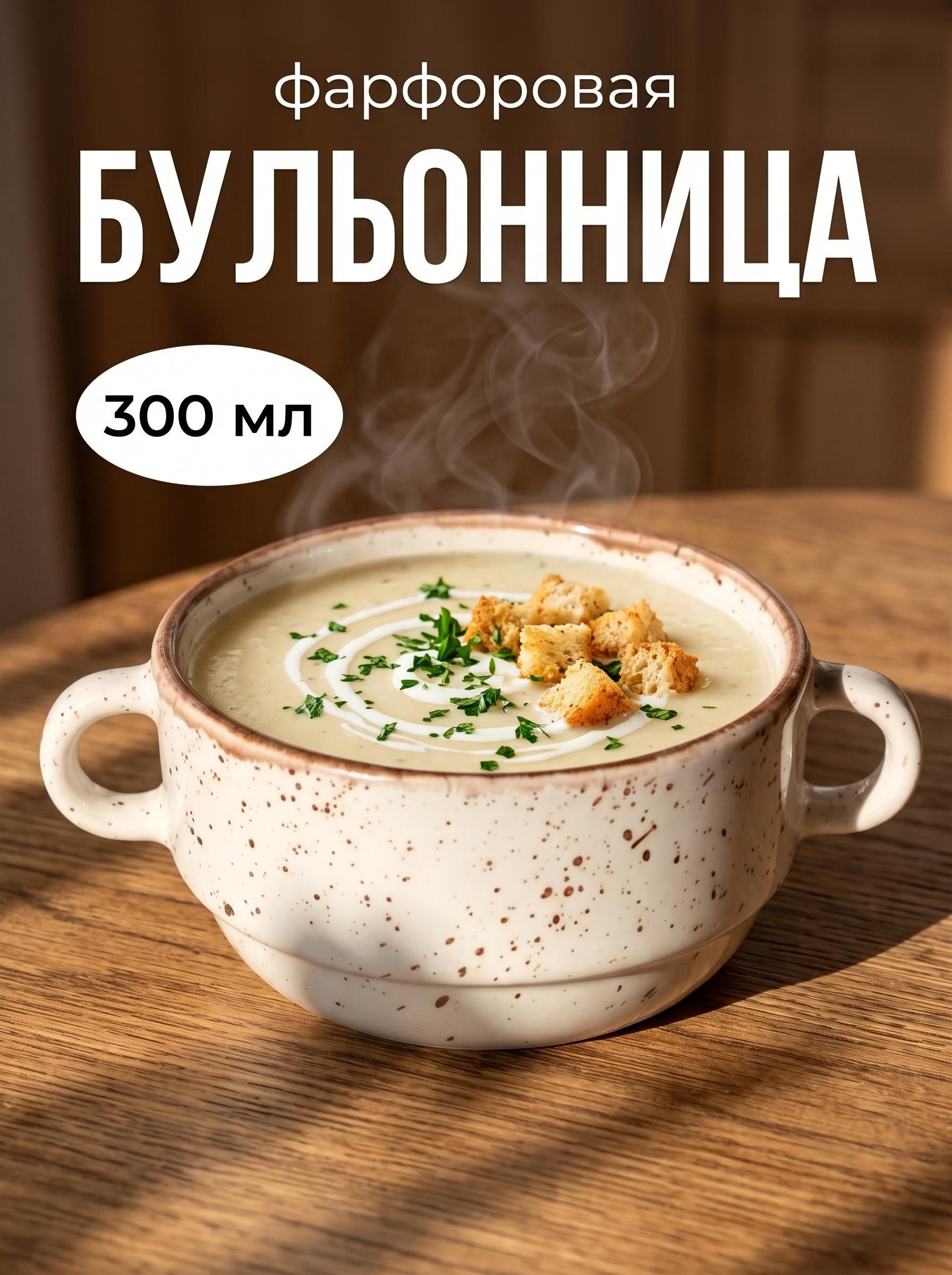 Бульонница фарфоровая, объем 300 мл, супница, размер 11,5х5,5 см, На фото — предложение продавца