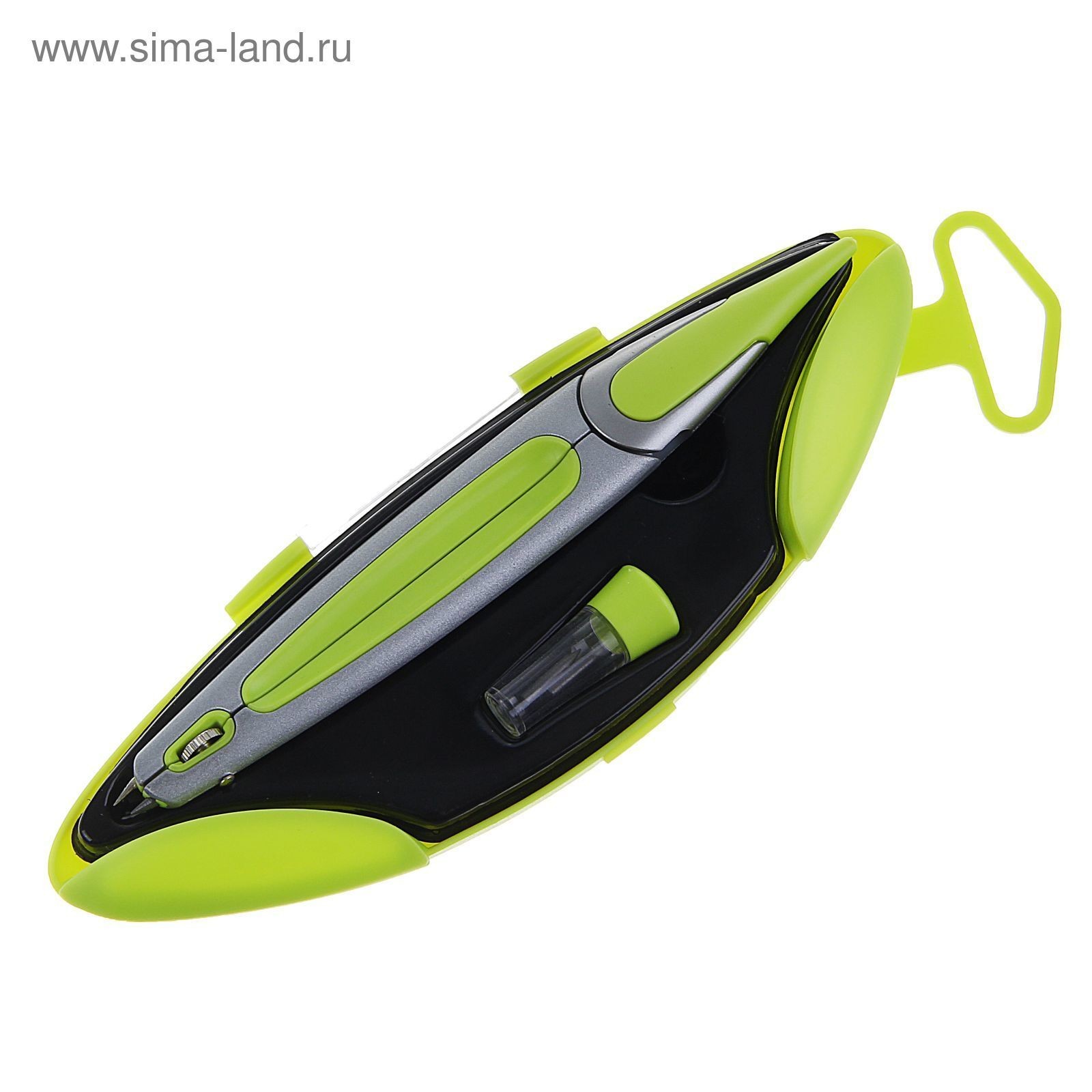 Циркуль металлический/пластиковый в пластиковом пенале, с запасными грифелями, На фото — предложение продавца
