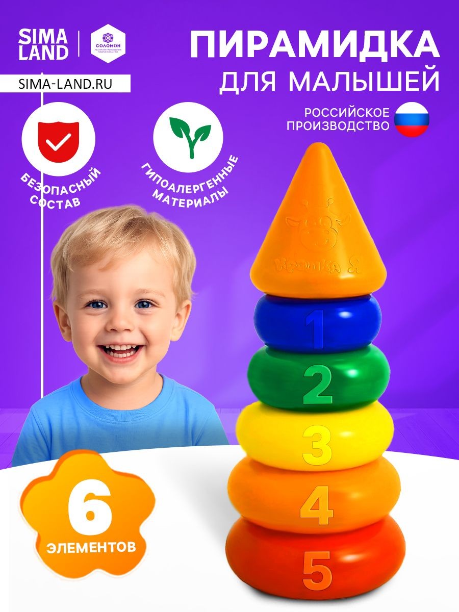 Пирамидка детская 5 колец / Пирамидка для малышей 27 см., На фото — предложение продавца