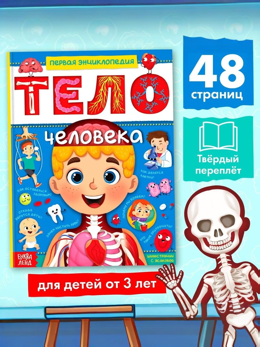 Энциклопедия "Тело человека" Буква-Ленд, 48 стр., твердый переплет, детская энциклопедия, книги для детей, На фото — предложение продавца