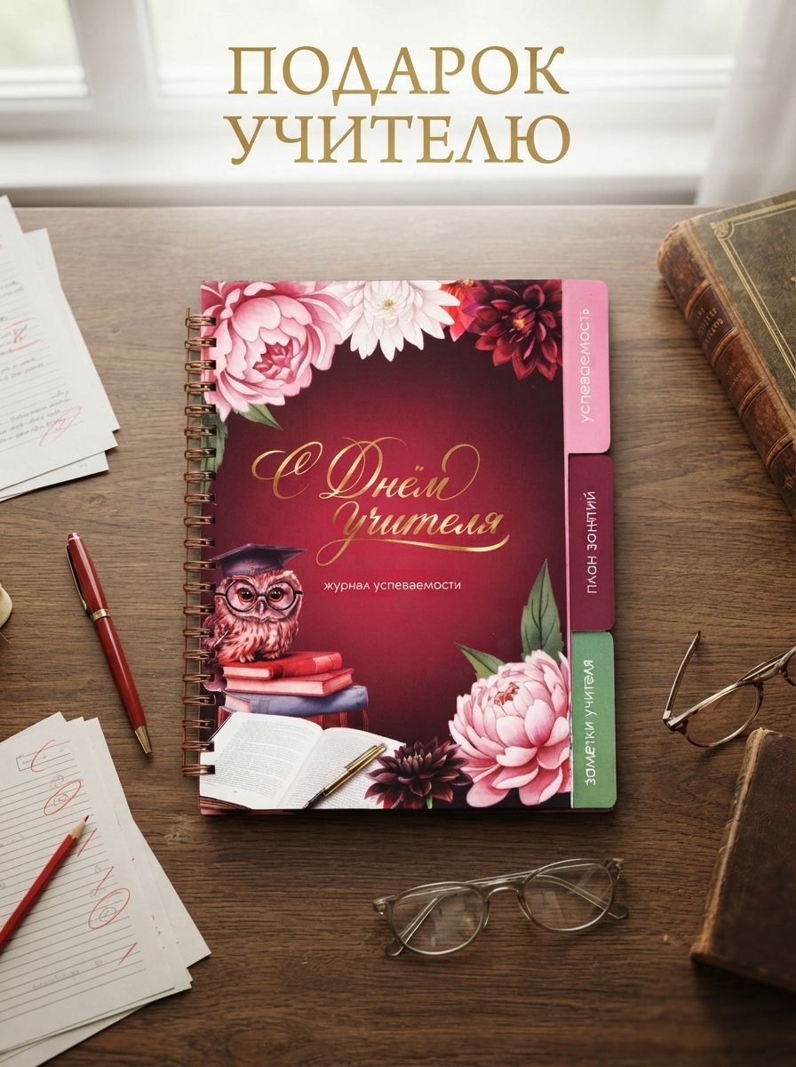 Ежедневник с журналом успеваемости, подарок учителю А5, 80 л.