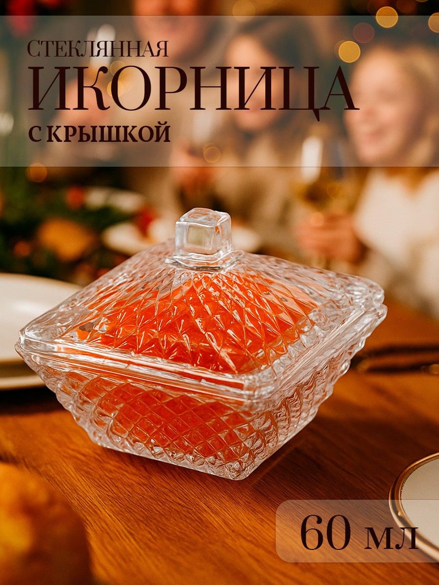 Икорница с крышкой, стеклянная, 60 мл, Magistro, На фото — предложение продавца