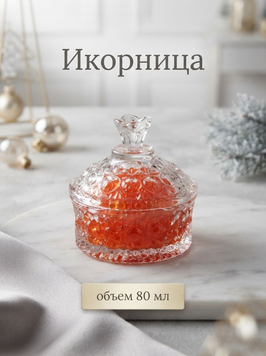 Икорница "Кристалл", объем 80 мл, стеклянная, с крышкой, На фото — предложение продавца