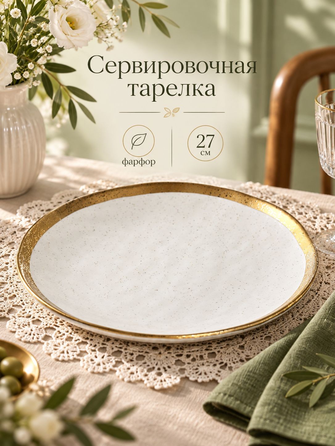 Тарелка сервировочная 27 см, Magistro "Poursephona", обеденная, фарфоровая, На фото — предложение продавца
