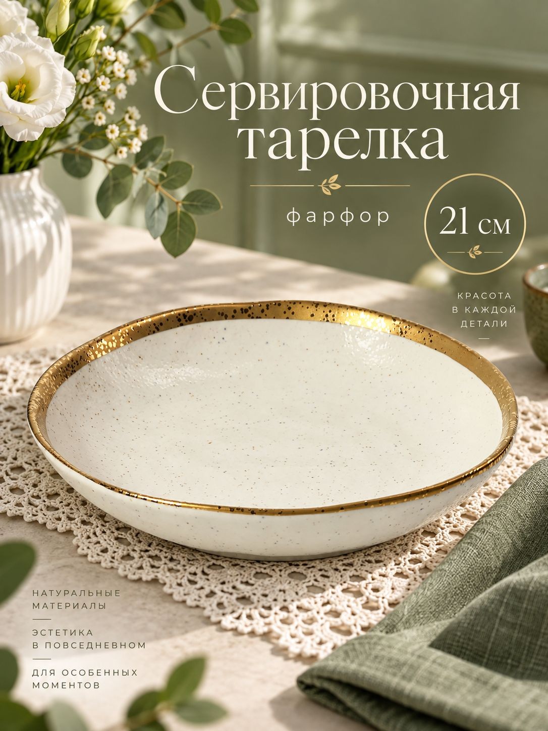Тарелка сервировочная 21 см, Magistro "Poursephona", обеденная, фарфоровая, На фото — предложение продавца