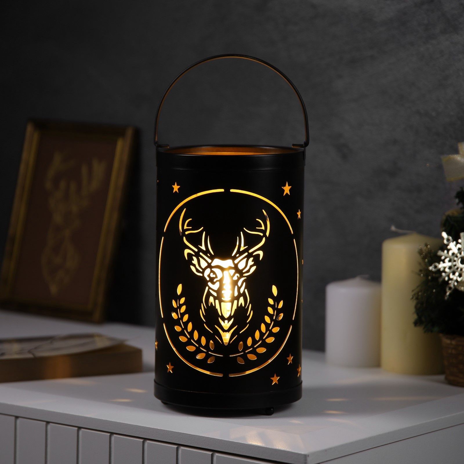 Фигура световая "Величавый олень", 12.3x21 см, 1 LED. АААх3 (не в компл.), свечение тёплое белое, На фото — предложение продавца