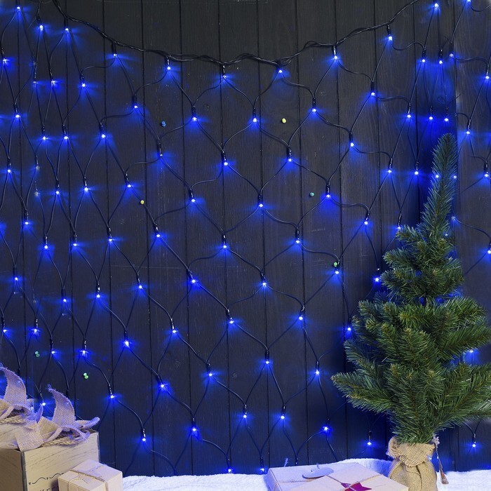 Светодиодная гирлянда-сеть 21.5 м, 192 LED (синее свечение), IP44, тёмный провод, На фото — предложение продавца