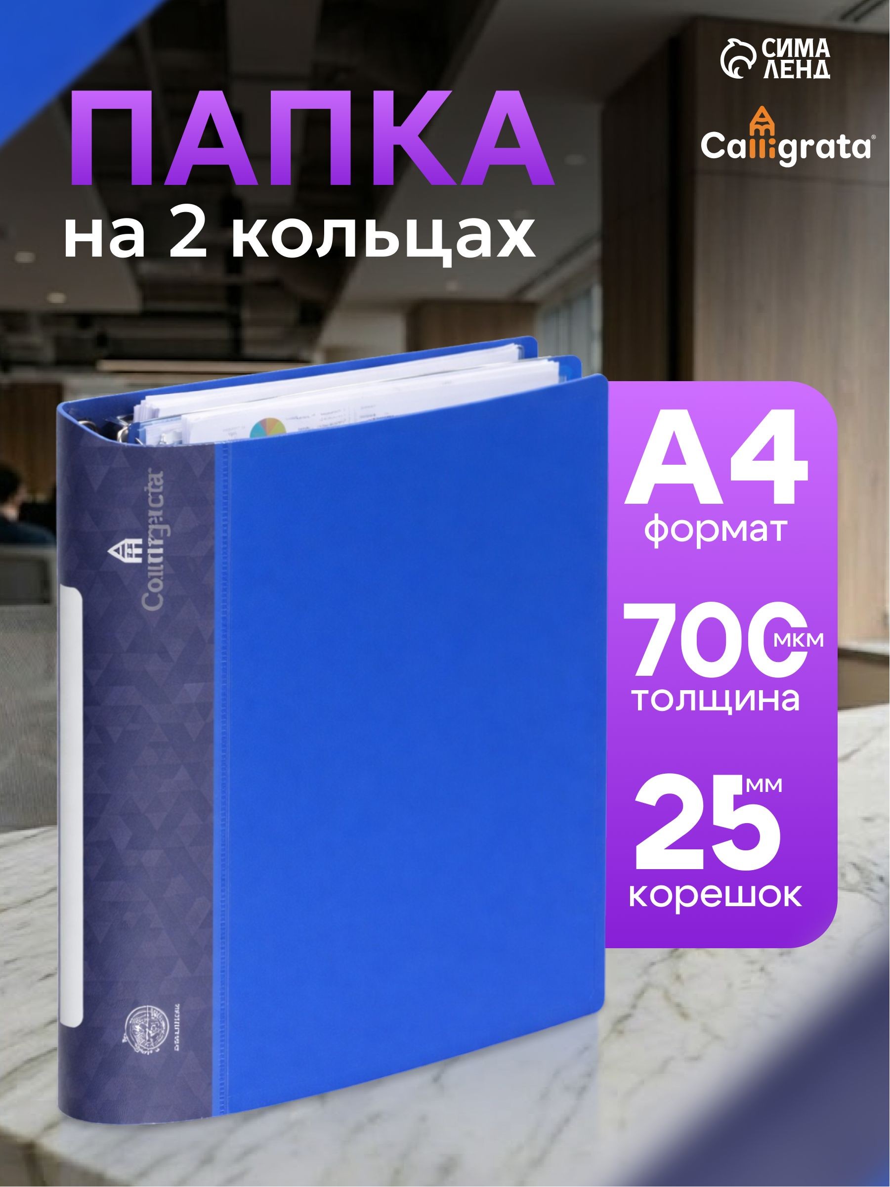Папка на 2 кольцах А4 пластиковая Calligrata, На фото — предложение продавца