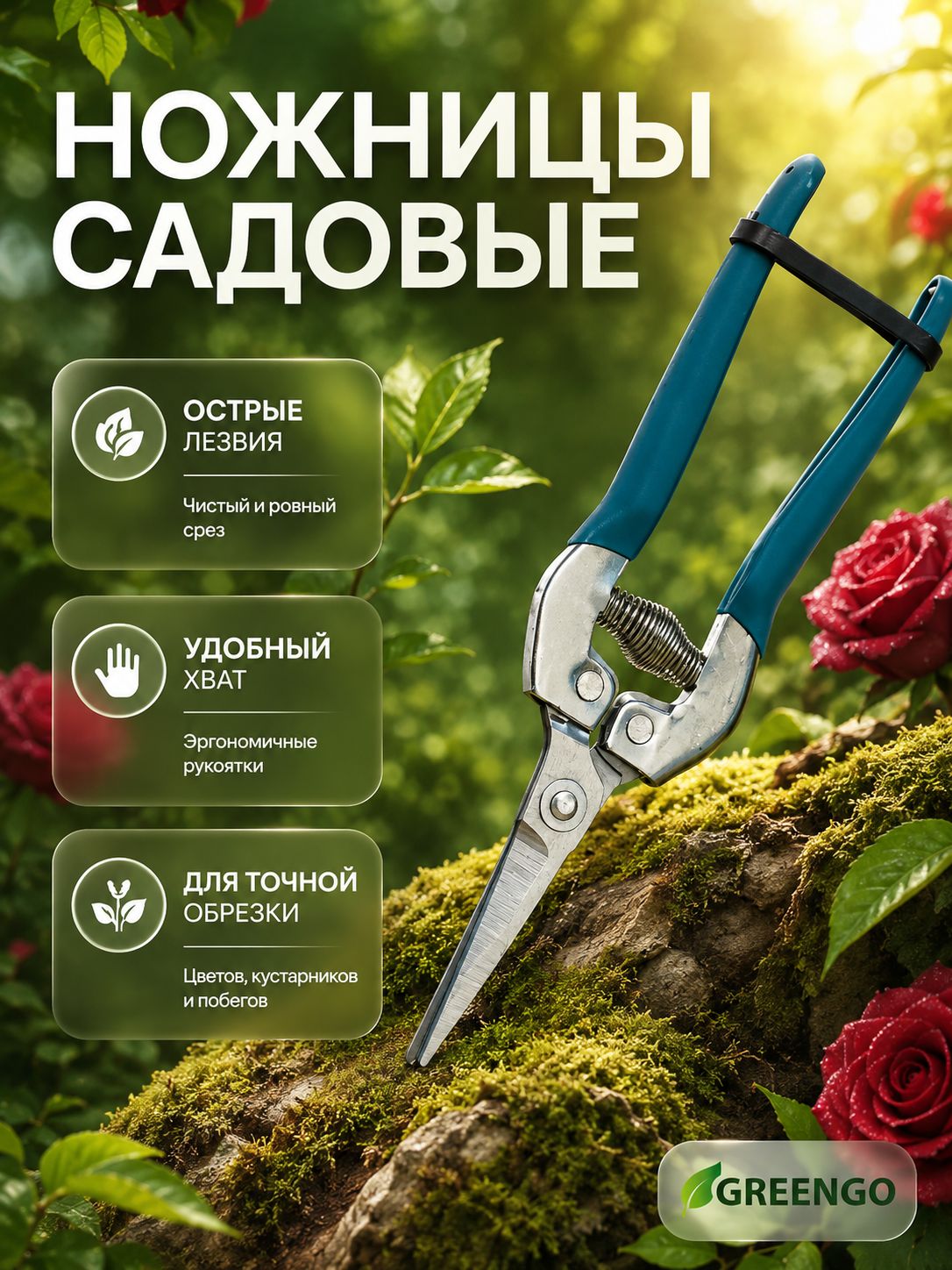 Greengo — садовые ножницы 18 см, На фото — предложение продавца