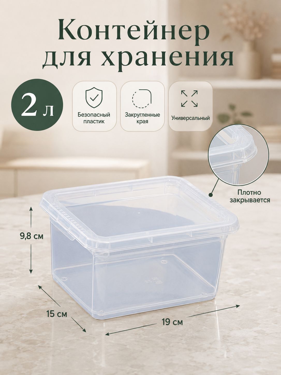 Palm — контейнер с крышкой 2 л, На фото — предложение продавца