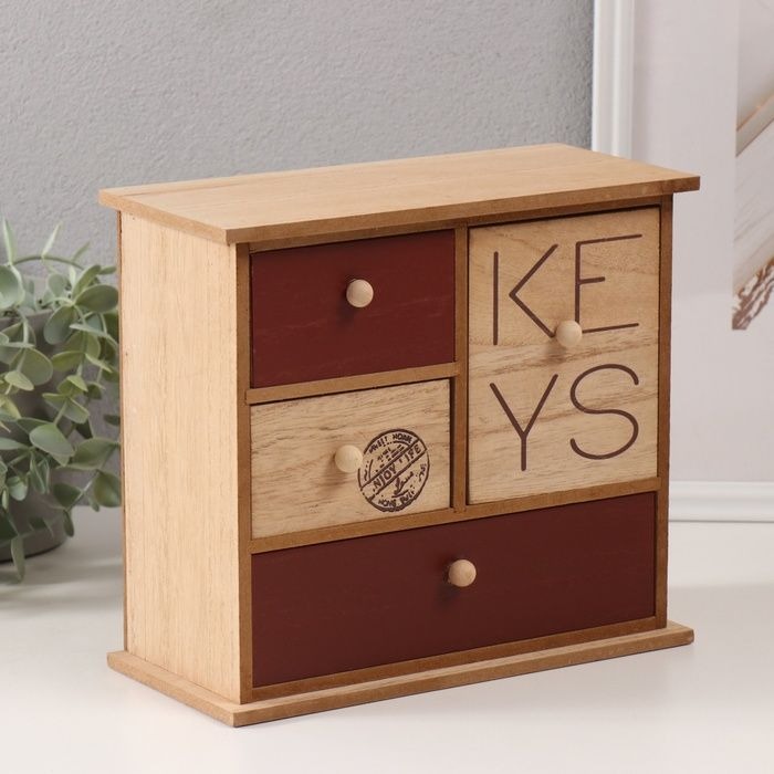 Шкатулка для украшений / "KEYS" 23,4х10х21, 4 ящика / шкатулка для денег, На фото — предложение продавца